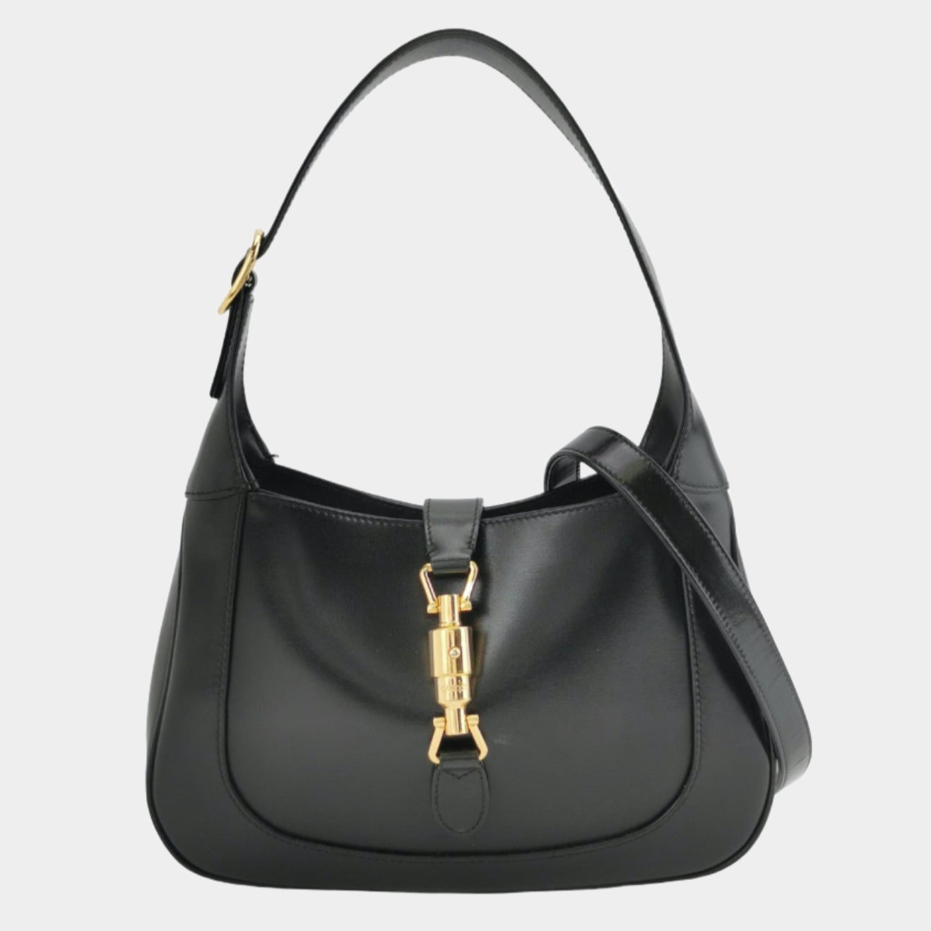 Gucci Jackie Bag With Adjustable Strap Giftable Leather Black Travel Bag