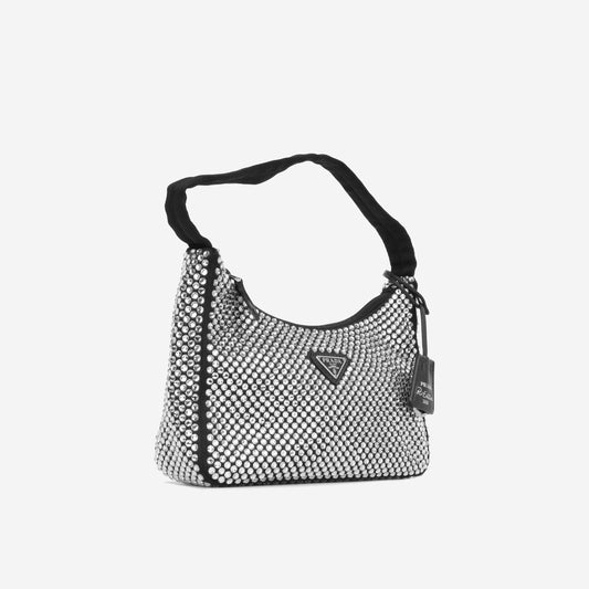 Prada Bag With Crystals Satin Mini Shoulder Bag Satin Shw Immaculate