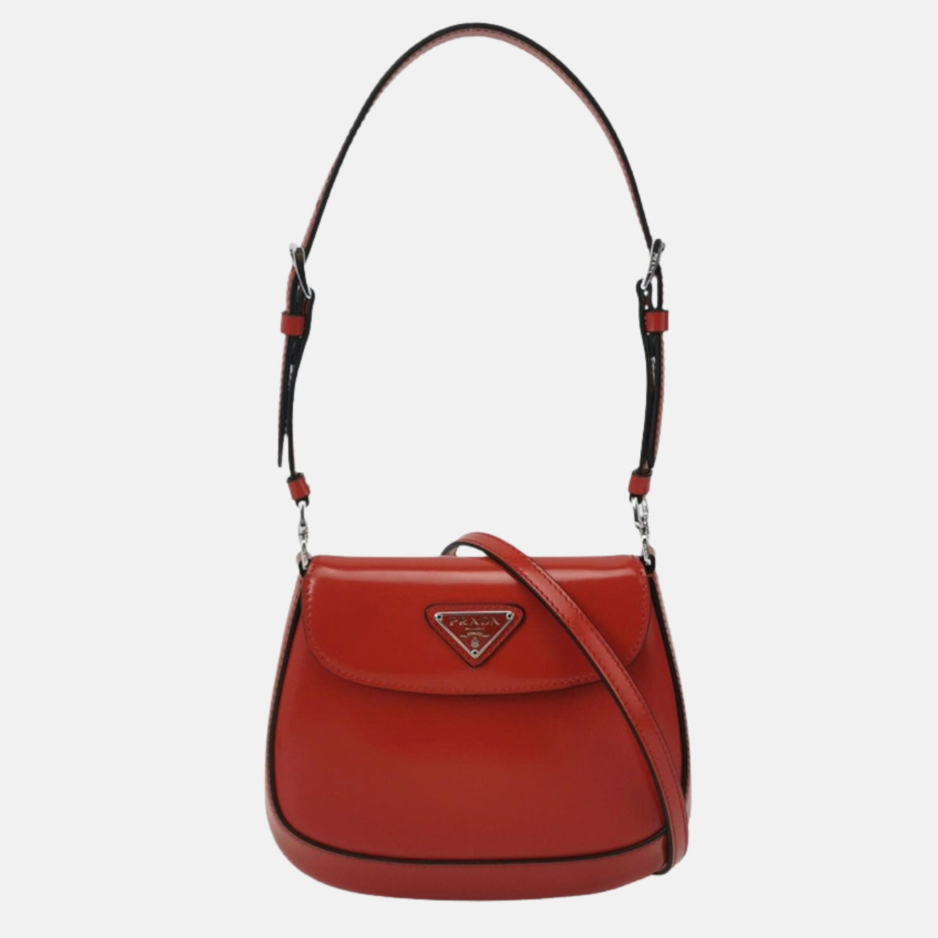 Prada Cleo Flap Shoulder Bag Leather Red Shoulder Bag