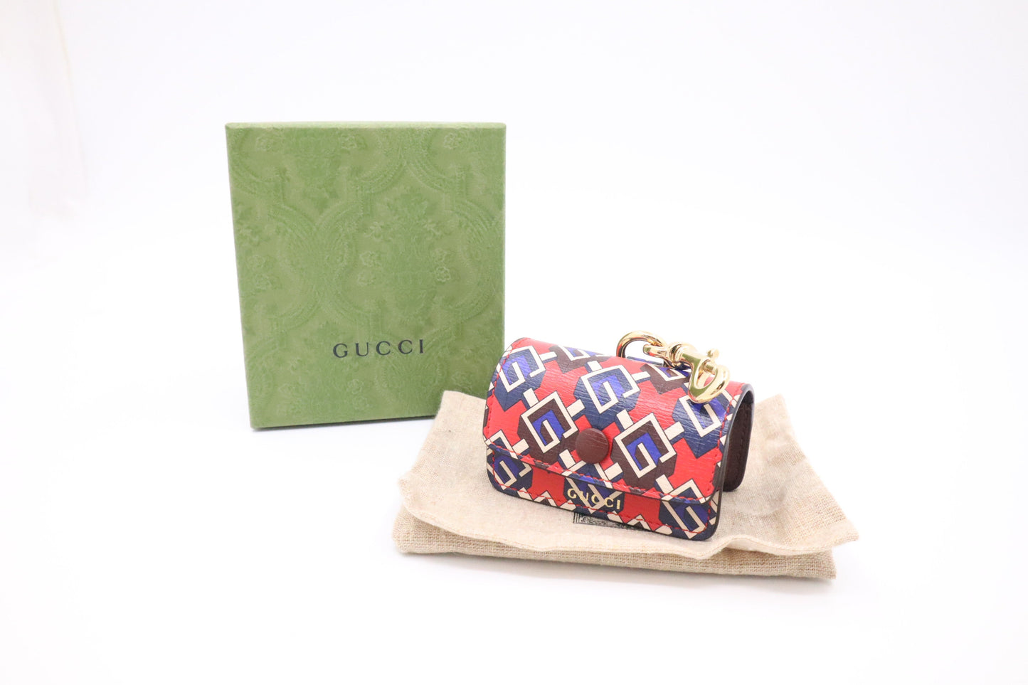 Gucci Dog & Leather Blue Red Handbag