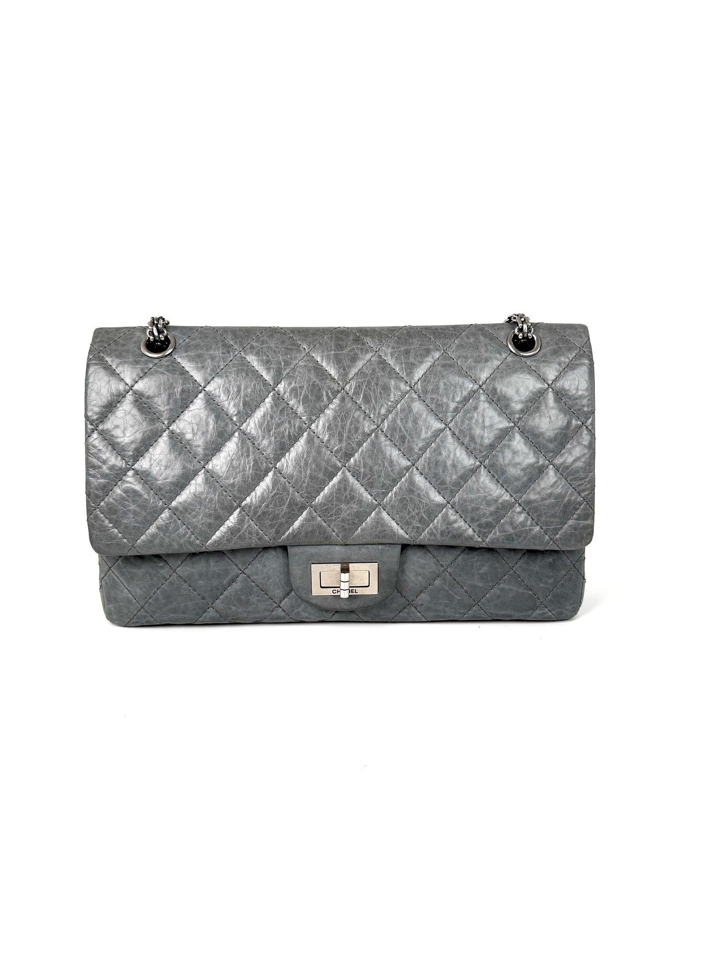 Chanel Gray 227 2005 Reissue 2.55 Leather Shoulder Crossbody Bag