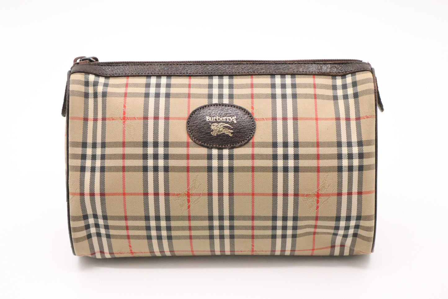 Burberry Clutch In Check Canvas Brown Clutch Bag