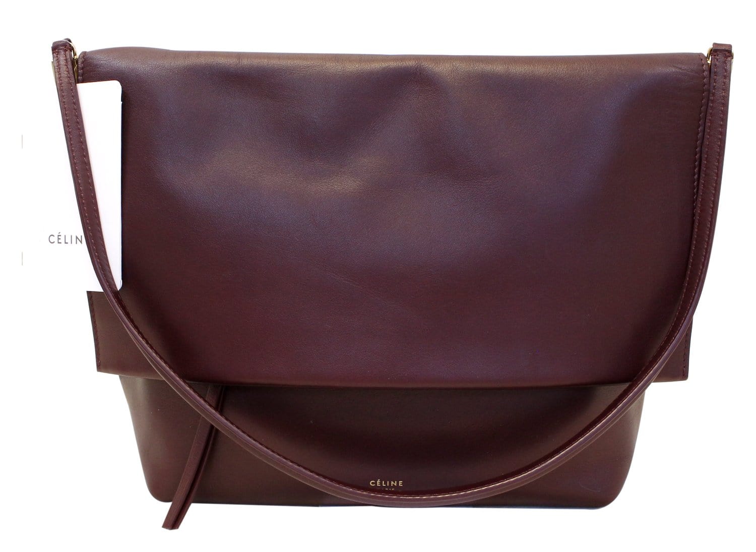 Smooth Calfskin Burgundy Clasp Shoulder Bag Flap