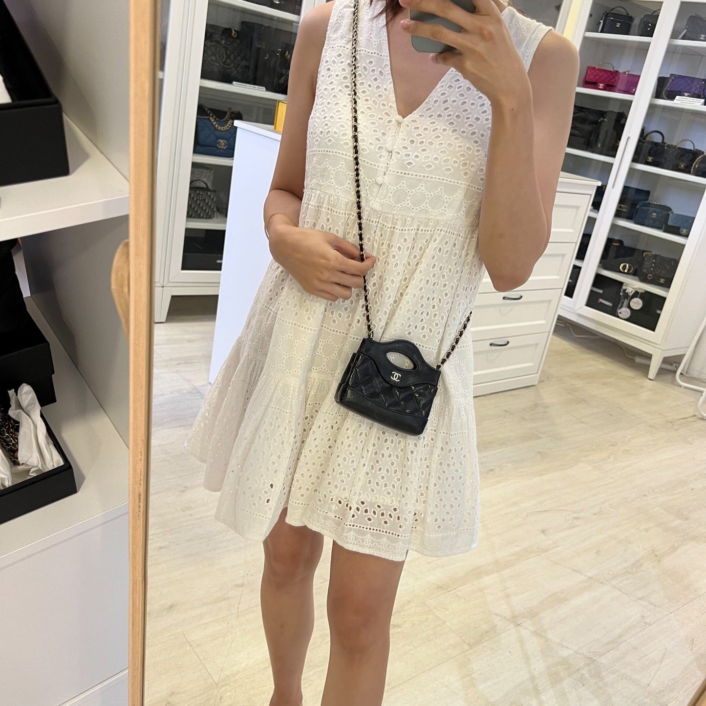 Chanel 31 Micro Shopping in Black Shiny Calfskin and LGHW Accessory
