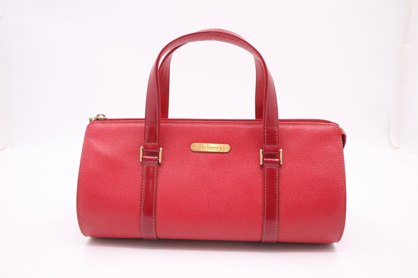 Burberry Round Handbag In Leather Red Travel Bag