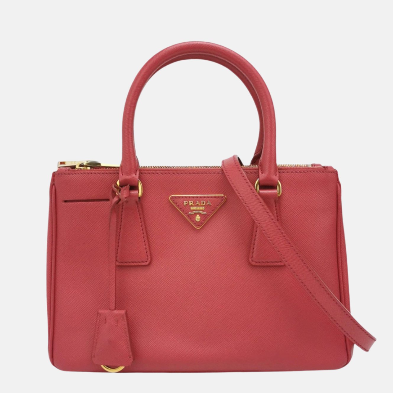 Prada Galleria Saffiano Handbag With Strap Leather Pink Travel Bag