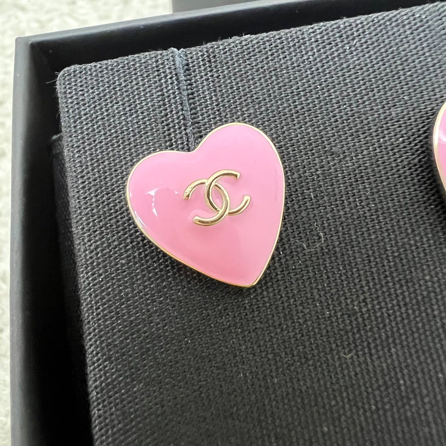 Chanel Pink Hearts Earrings and LGHW Jewelry
