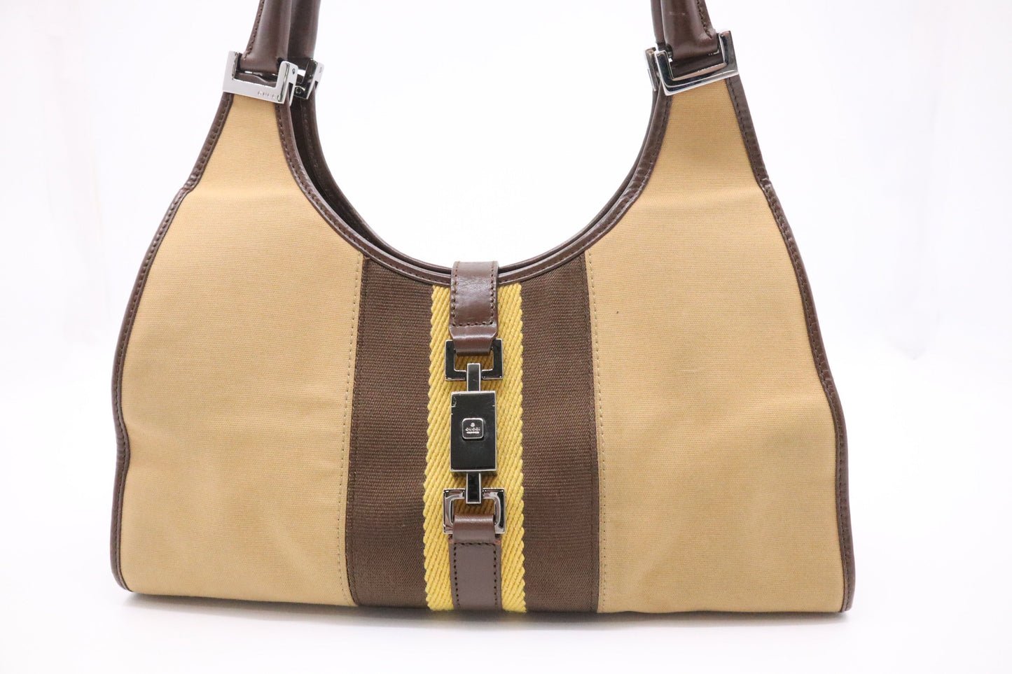 Gucci Jackie Canvas Tan Shoulder Bag