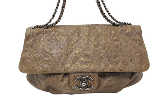 Chanel Cc Flap Dark Caviar Shoulder Bag Leather Brown Crossbody Bag