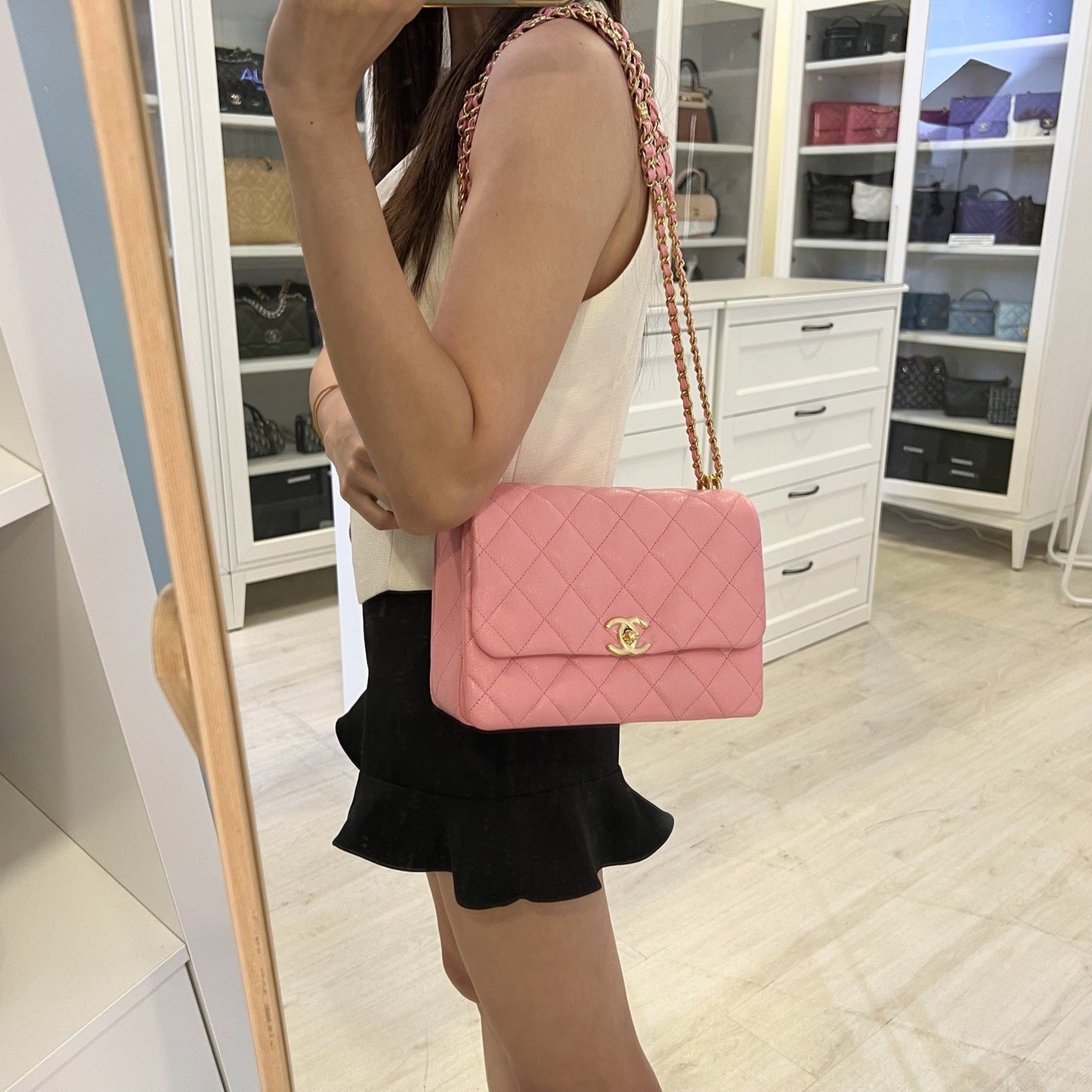 Chanel Coco First Small Flap in Pink Caviar and LGHW (Model: ) Accessory