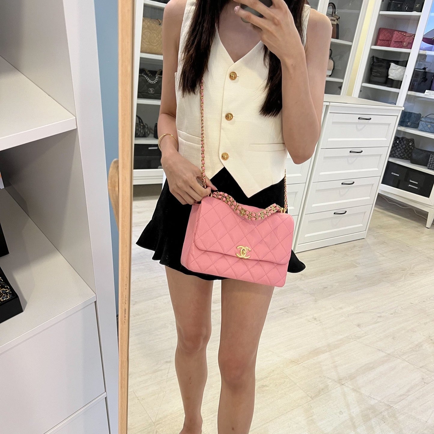 Chanel Coco First Small Flap in Pink Caviar and LGHW (Model: ) Accessory
