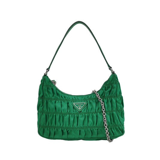 Prada Tessuto Gaufre Hobo Shoulder Bag Mint Nylon Green