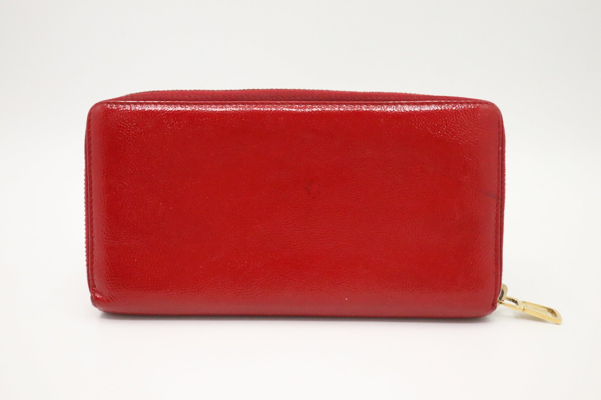 YSL Saint Laurent Compact Wallet In Patent Travel Bag Leather Red