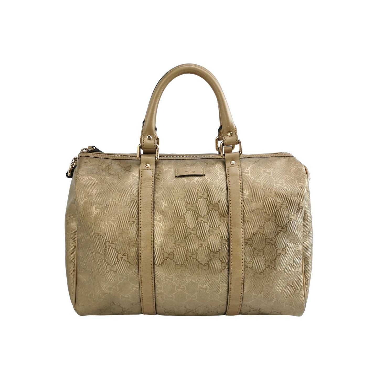 Gucci Joy Boston PU Monogram Gold Top Handle Handbag