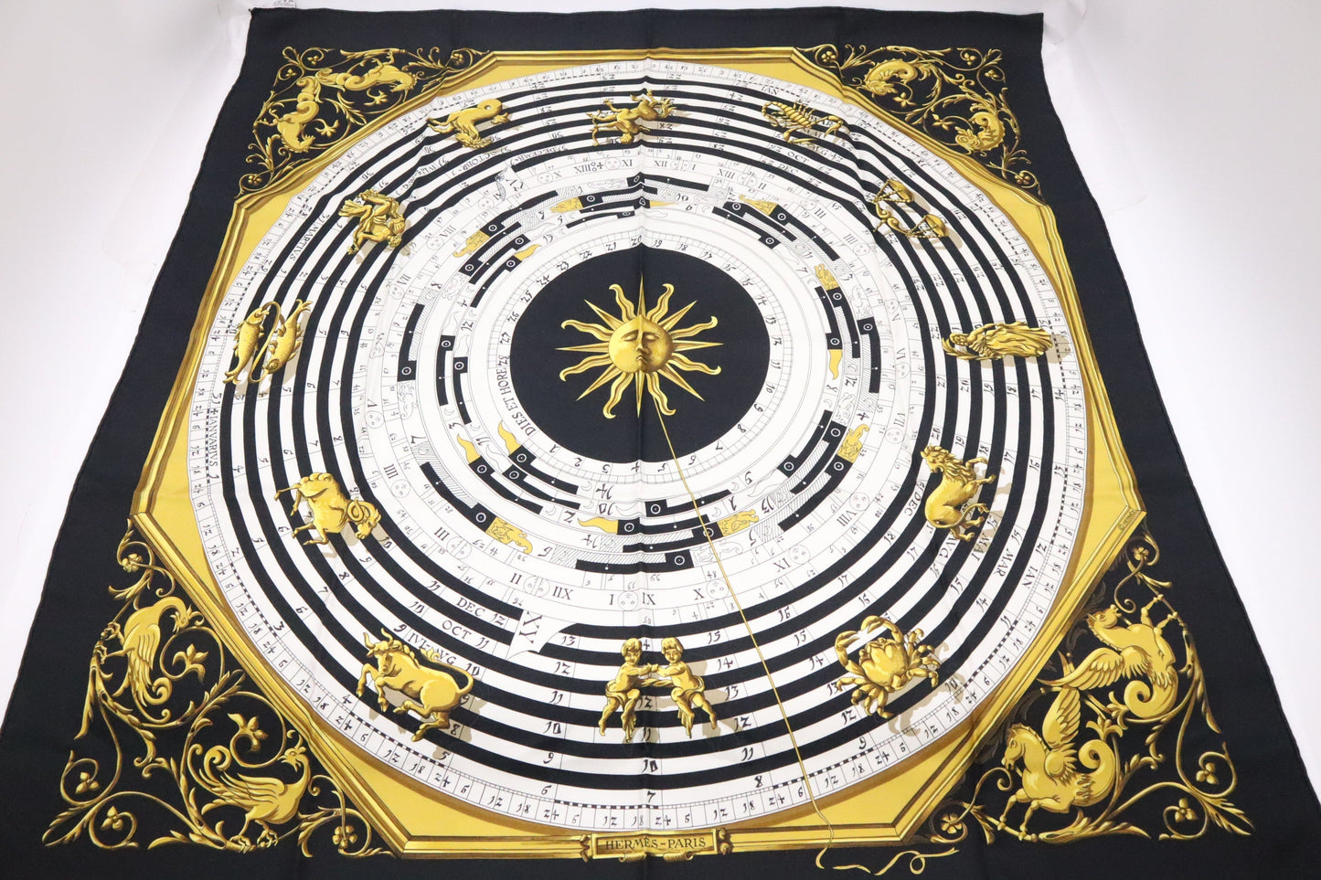 Hermes 'Astrologie' Carre In Silk Handbag Black Travel Bag