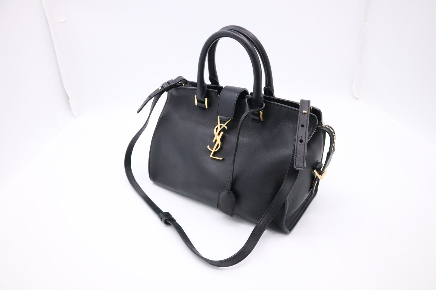 YSL Saint Laurent Cabas In Travel Bag Leather Black