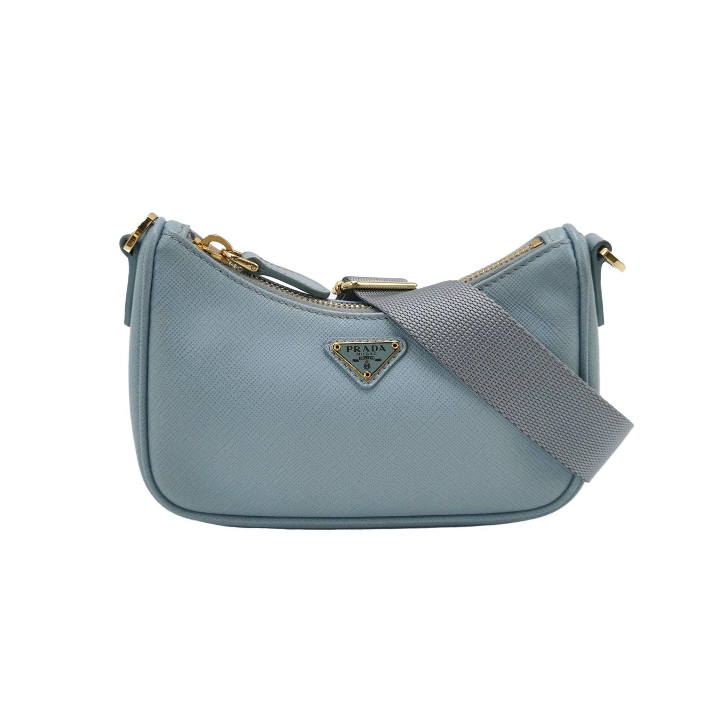 Prada Re Edition Saffiano Hobo Crossbody Bag Blue Mini