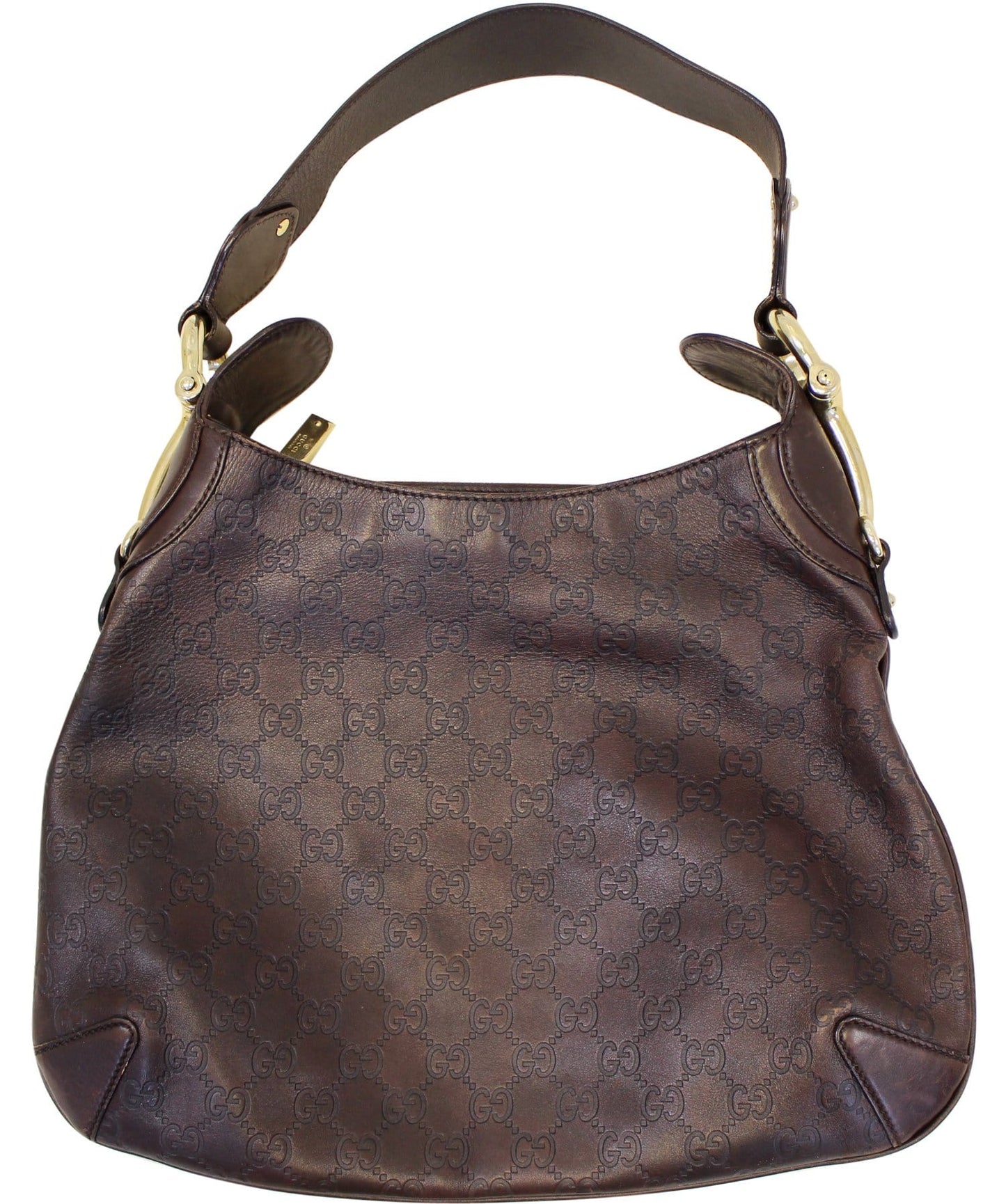 Gucci ssima Horsebit Creole Hobo Bag Leather Brown Travel Bag