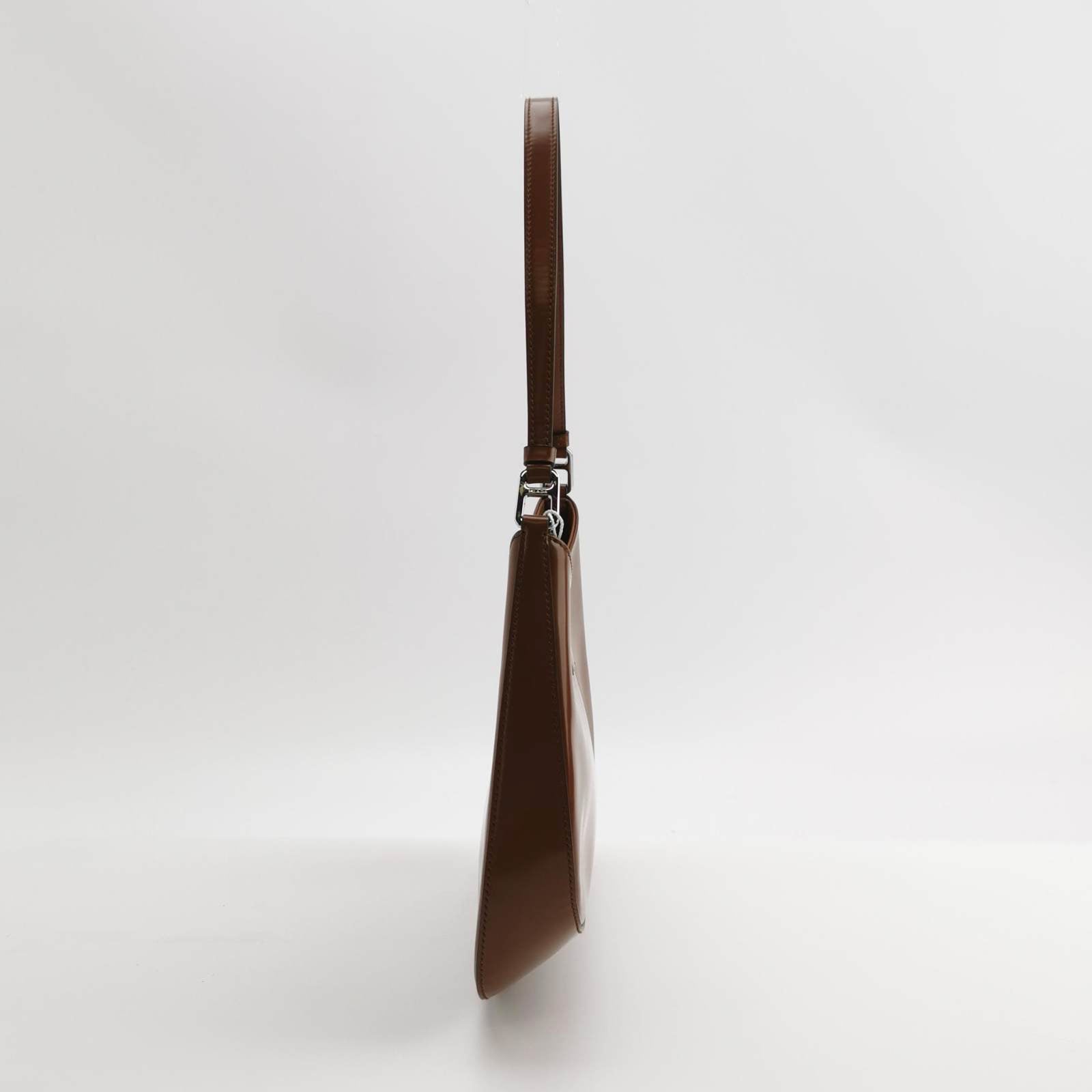 Prada Cleo Caramel Brushed Shoulder Bag Leather Brown