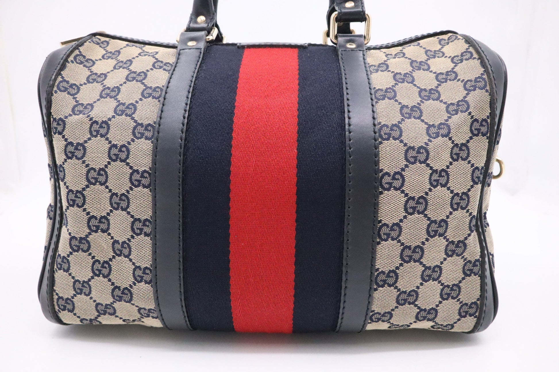 Gucci Boston GG Canvas Navy Handbag