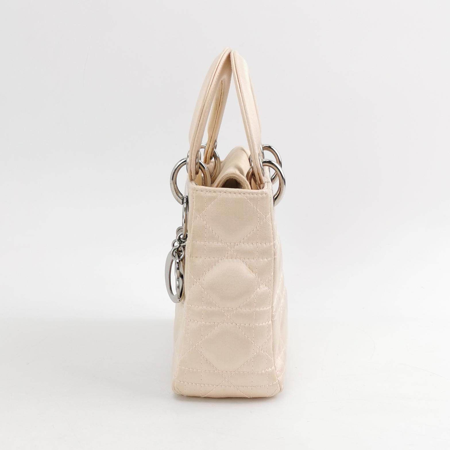 Dior Lady Silk Handbag Beige Mini Travel Bag