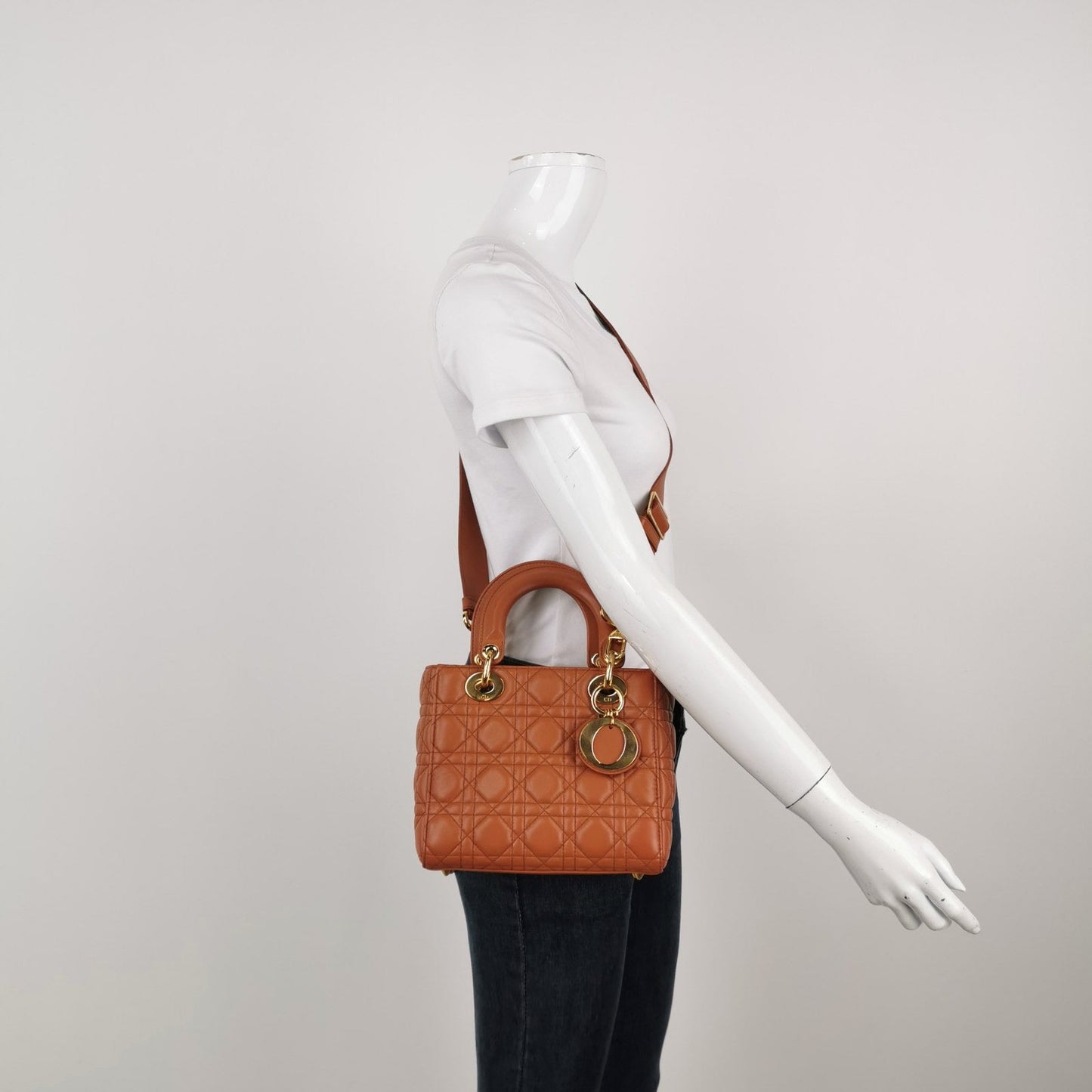 Dior Lady My Abc Orange Lambskin Cannage Handbag Leather Small Travel Bag Leather Handbag
