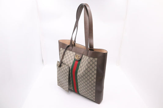 Gucci Ophidia GG Supreme Leather Canvas Brown Tote Bag