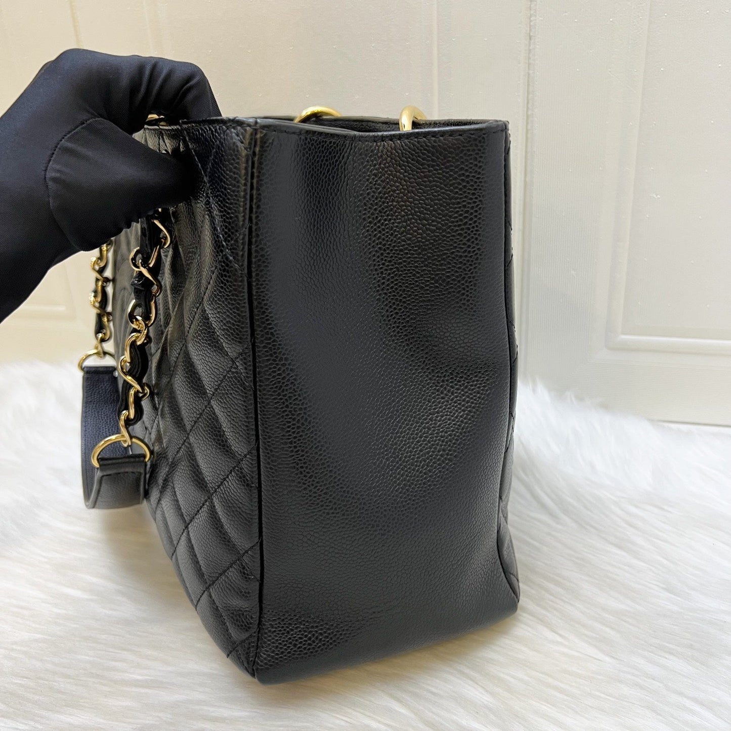 Grand Shopping Tote GST in Black Caviar and GHW Signature