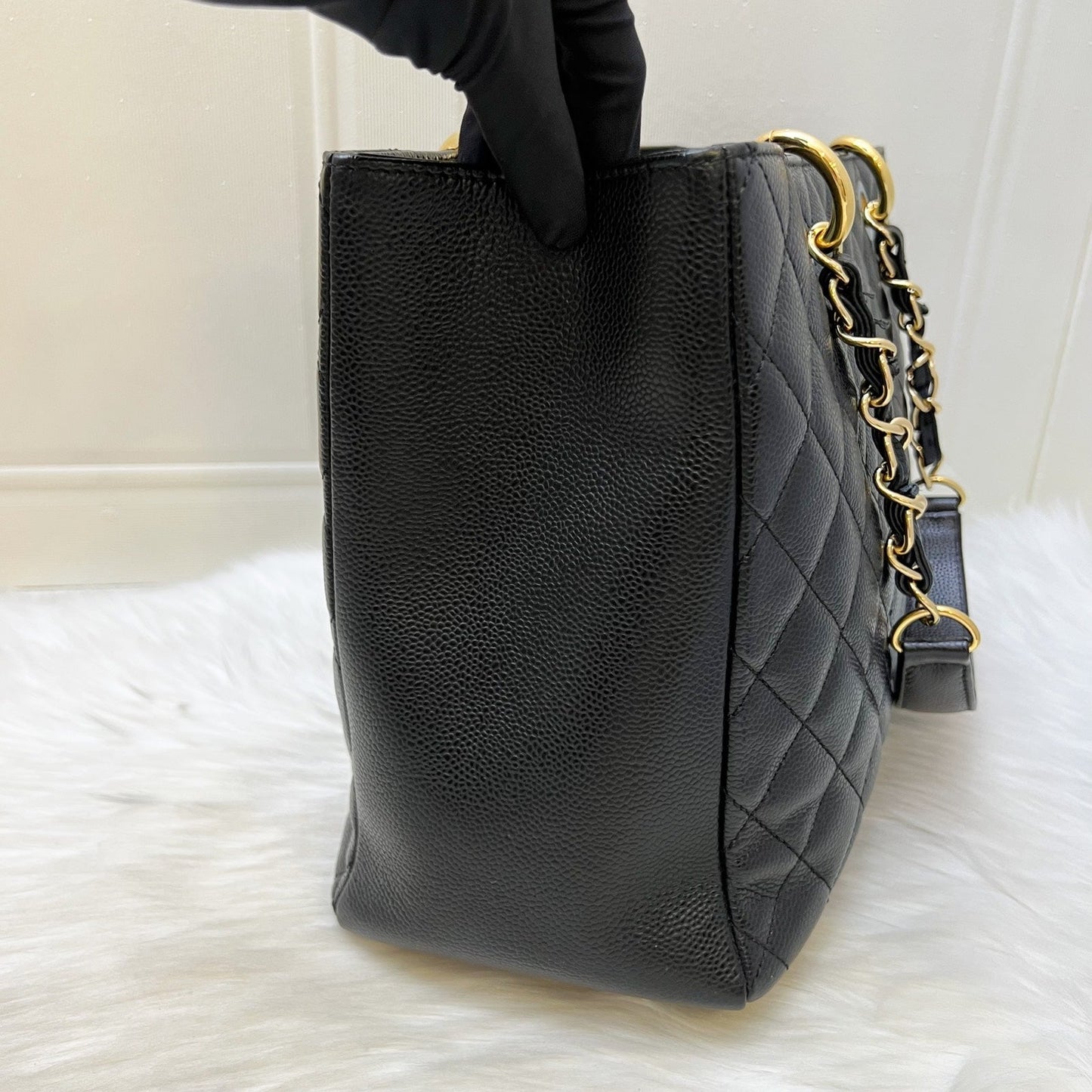 Grand Shopping Tote GST in Black Caviar and GHW Signature