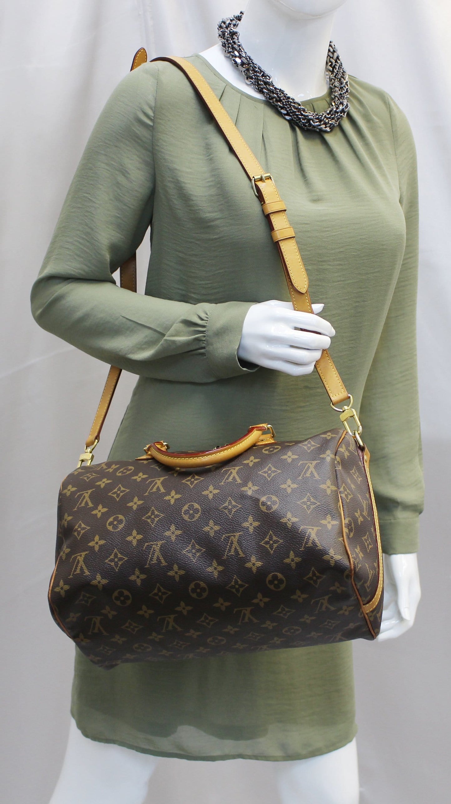 Louis Speedy Bandouliere Satchel Bag Canvas Monogram Shoulder Bag