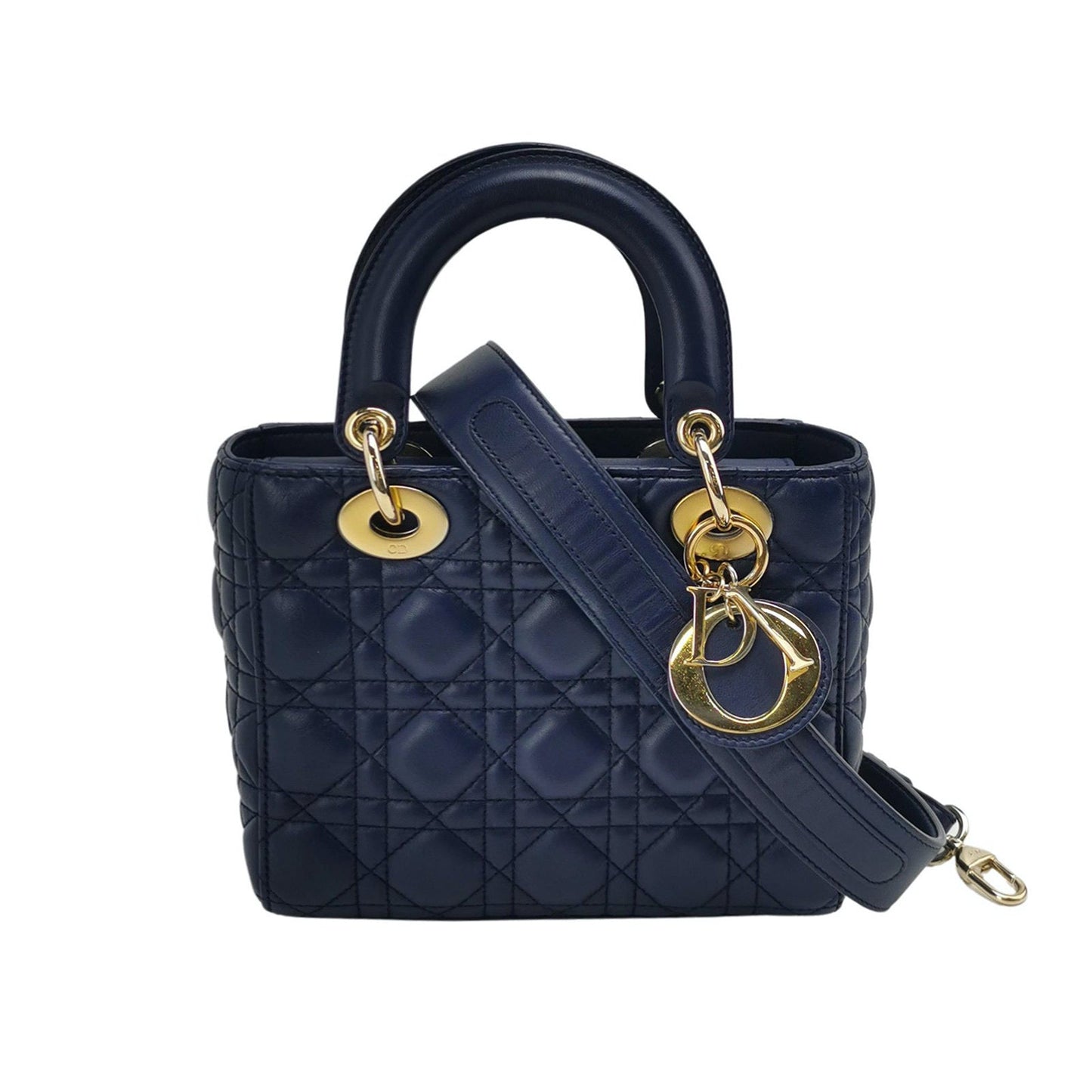 Dior Lady My Abc Navy Lambskin Cannage Handbag Leather Small Travel Bag