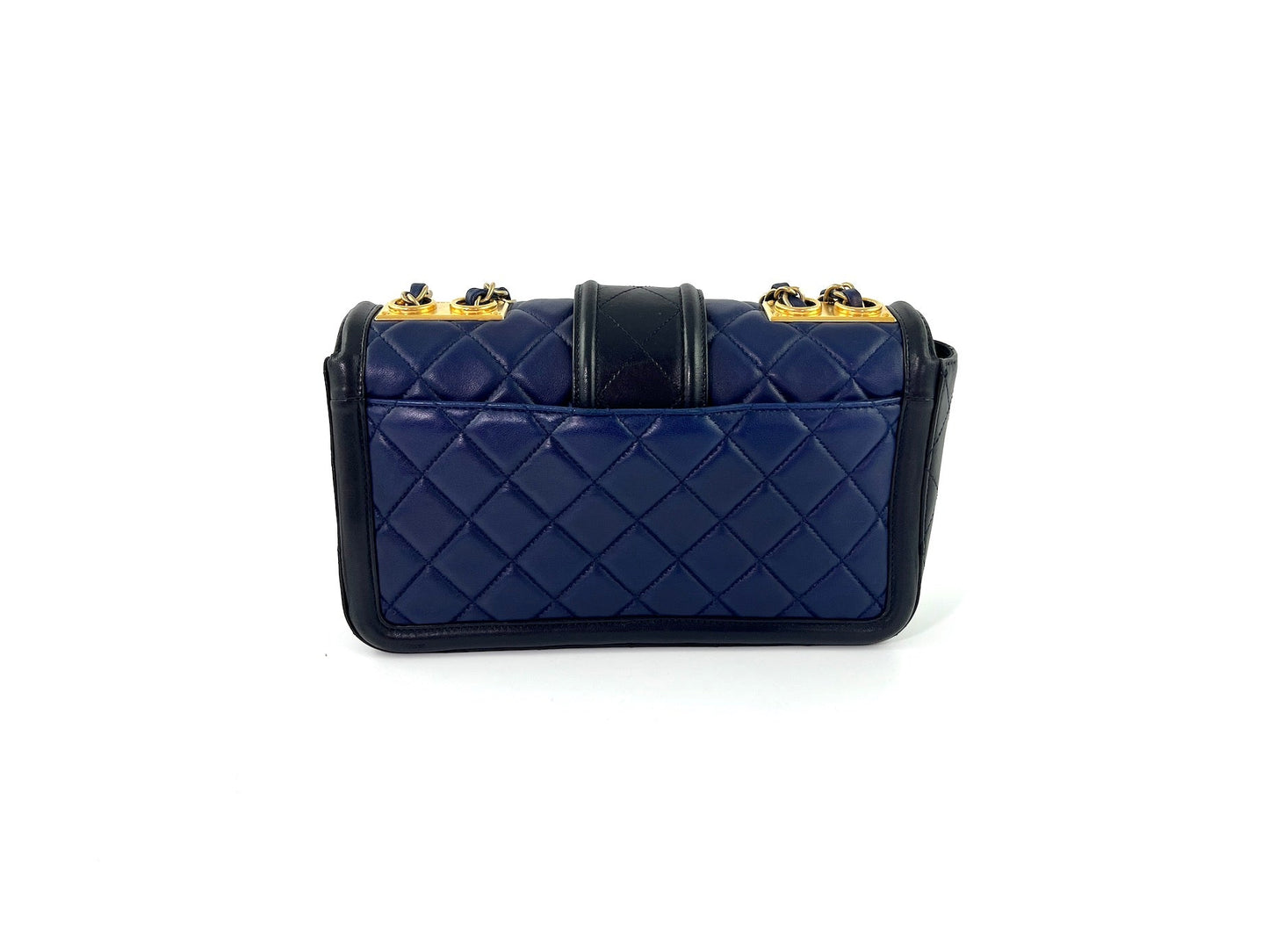 Chanel Elegant CC Navy Black Quilted Flap Bag