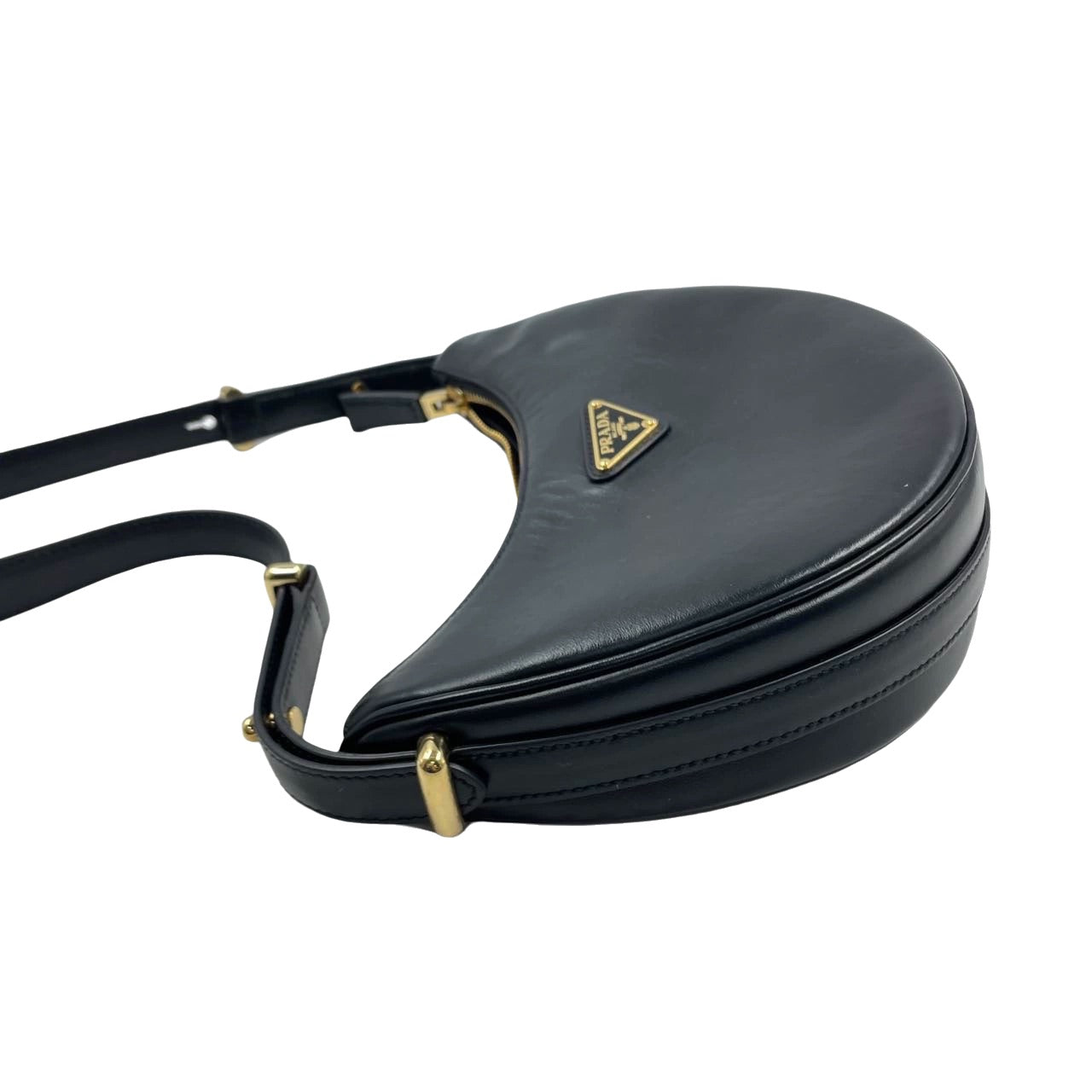 Prada Arquã © Calfskin Shoulder Bag Crescent Moon Leather Black