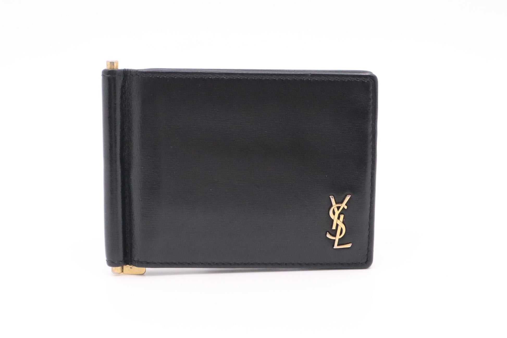YSL Saint Laurent Bifold Wallet In Travel Bag Leather Black