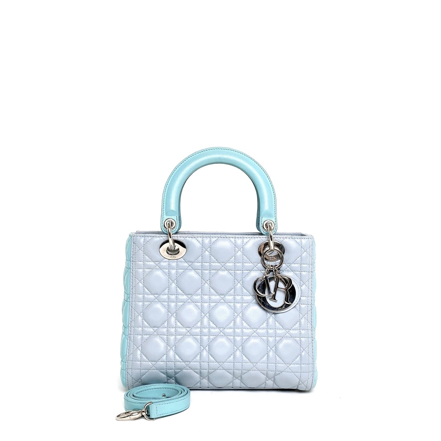 Dior Lady Grey Tone Handbag Blue Gray Travel Bag