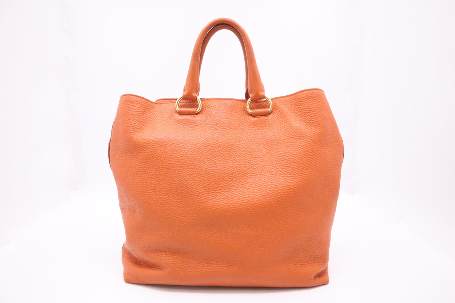 Prada Rame Vitello Daino Tote In Orange Handbag Leather Tote Bag