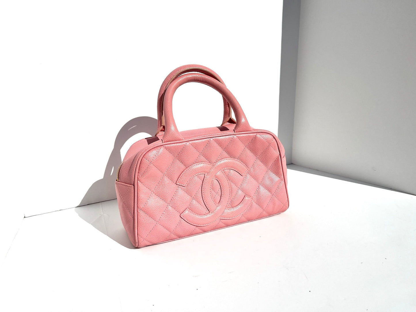 Chanel Timeless Pink Quilted Caviar Bowler Accessory
