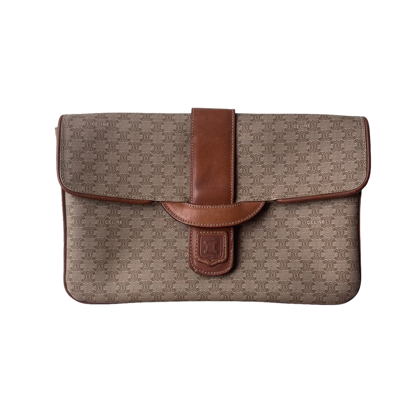 Celine Envelope Clutch Bag In Monogram Brown
