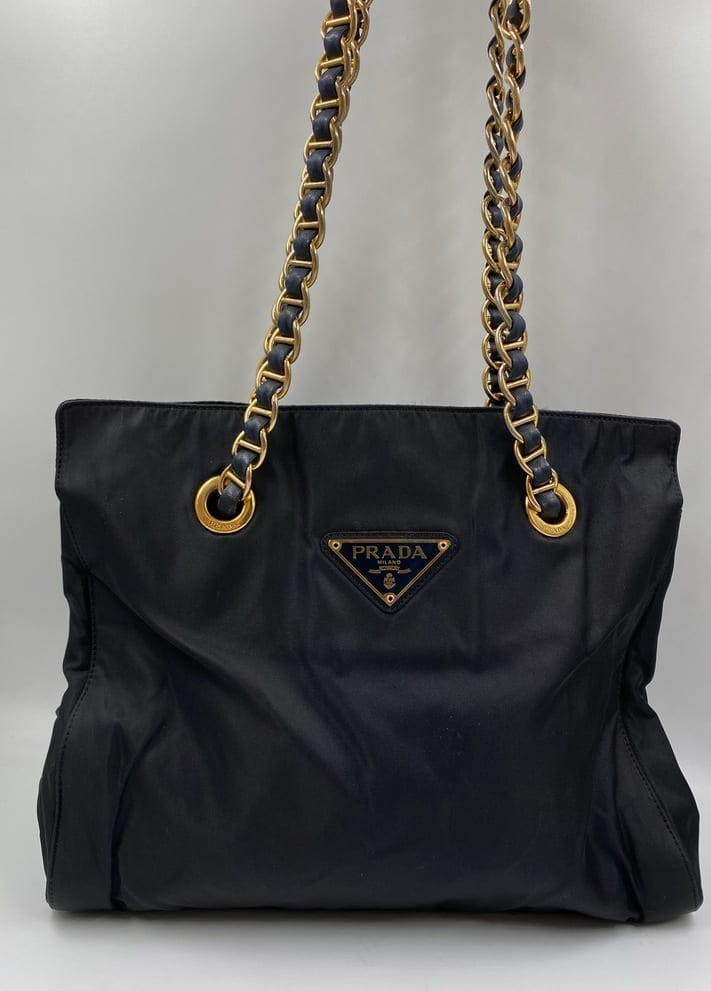 Prada Tote With Handle Nylon Chain Tote Bag Chain Handle 2