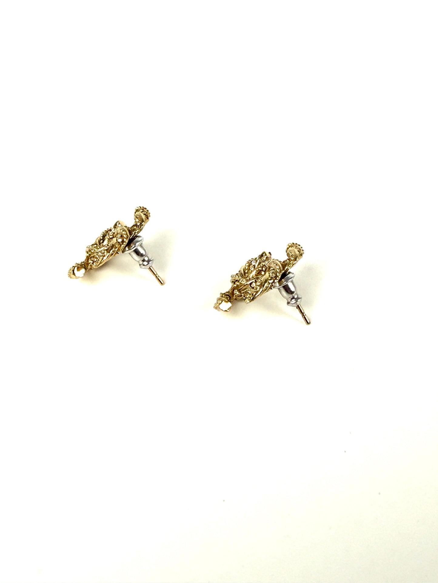 Chanel CC Stud Light Gold Twisted Rhinestone Earrings Jewelry