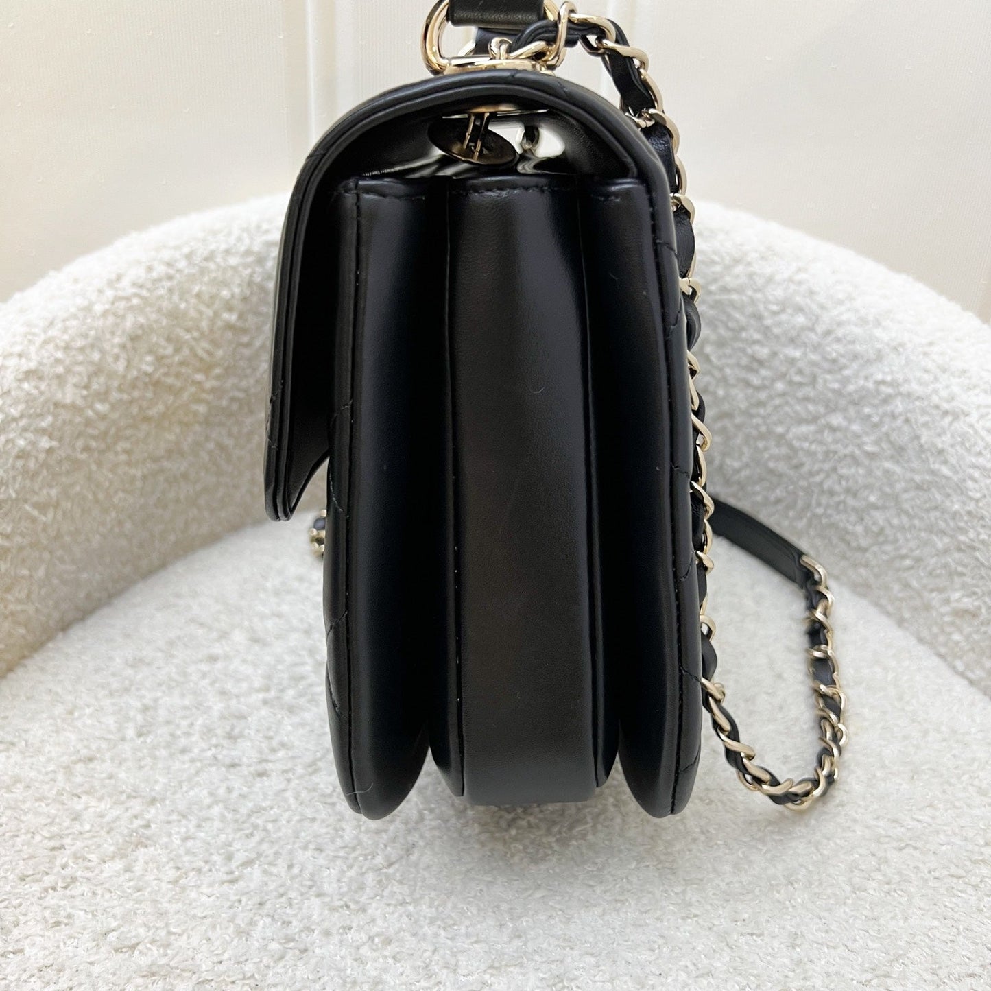 Chanel Small Trendy CC Top Handle Flap in Black Lambskin LGHW (Model: ) Bag