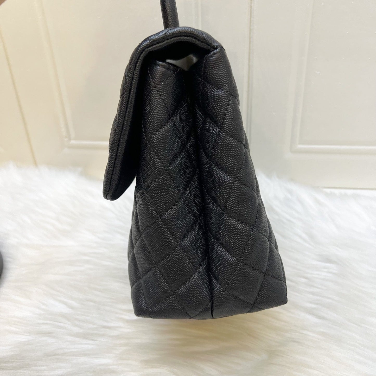 Chanel Large Coco Handle Flap in Black Caviar and AGHW Accessory