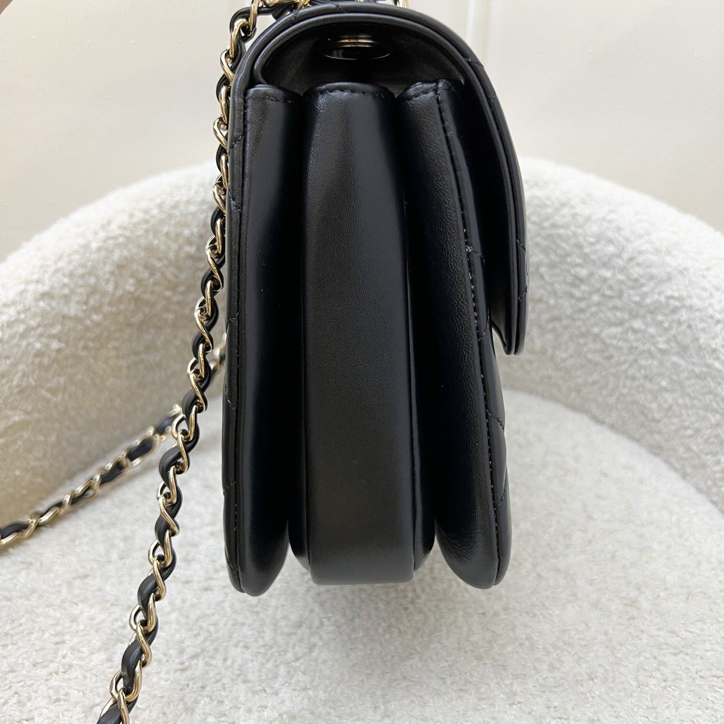 Chanel Small Trendy CC Top Handle Flap in Black Lambskin LGHW (Model: ) Bag