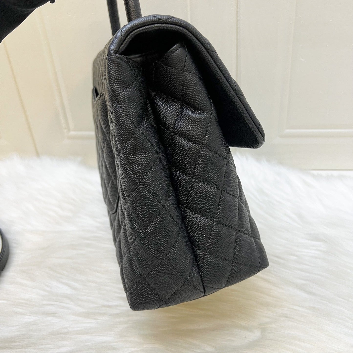 Chanel Large Coco Handle Flap in Black Caviar and AGHW Accessory