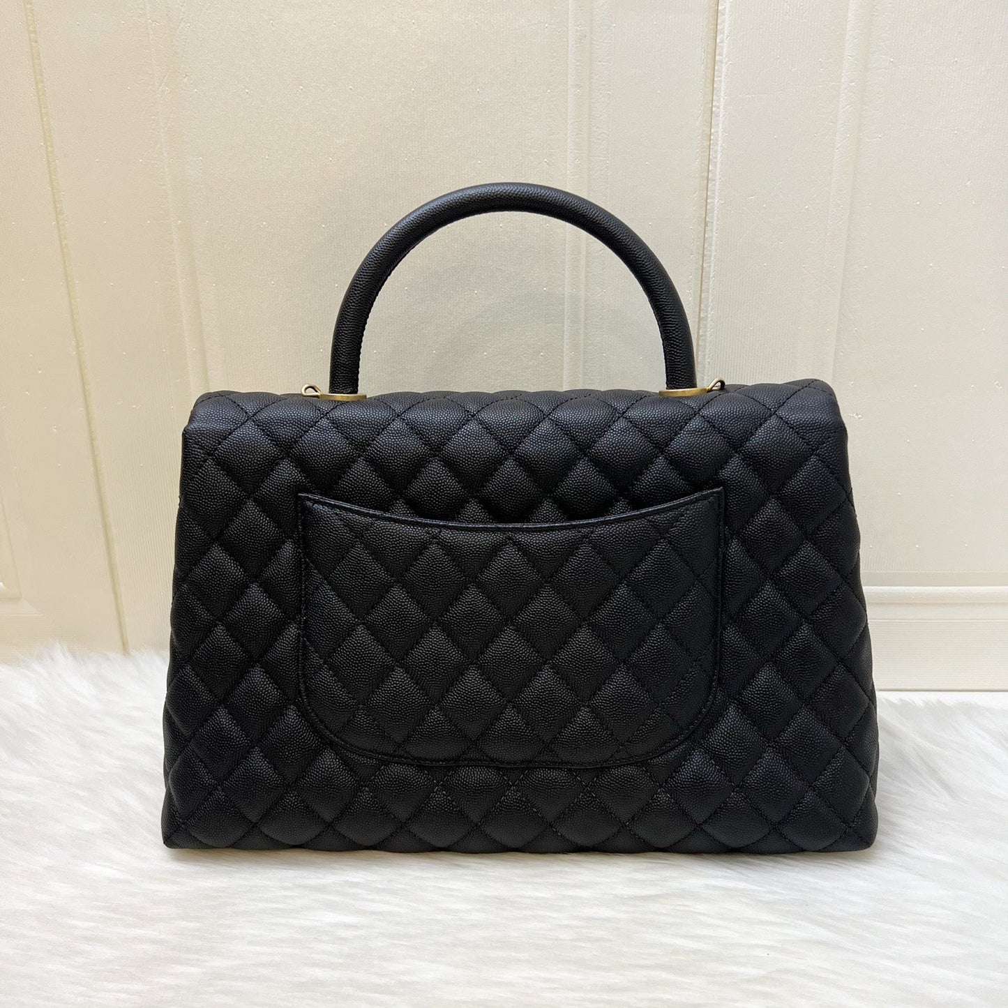 Chanel Large Coco Handle Flap in Black Caviar and AGHW Accessory
