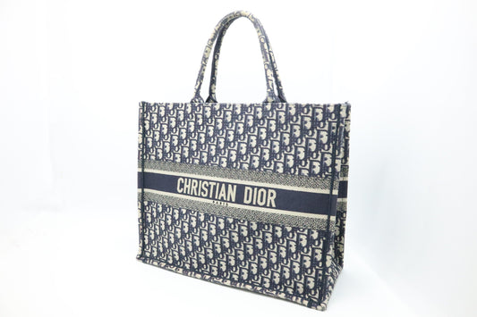 Dior Book Tote In Oblique Handbag Canvas Blue Tote Bag