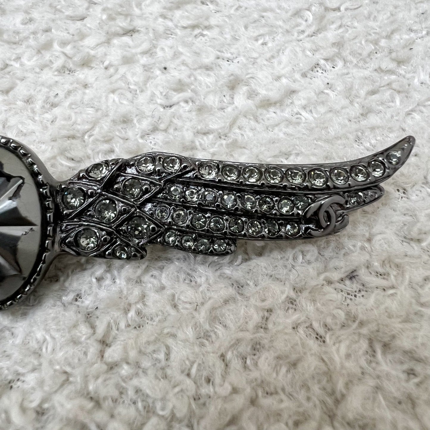 Chanel Wings Brooch in Dark Gunmetal HW