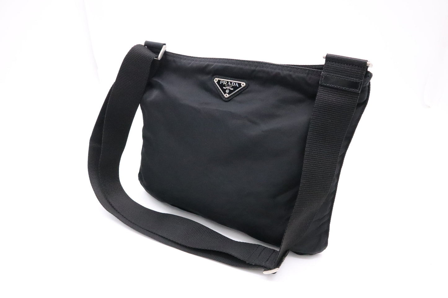 Prada Flat Crossbody In Handbag Nylon Black Shoes