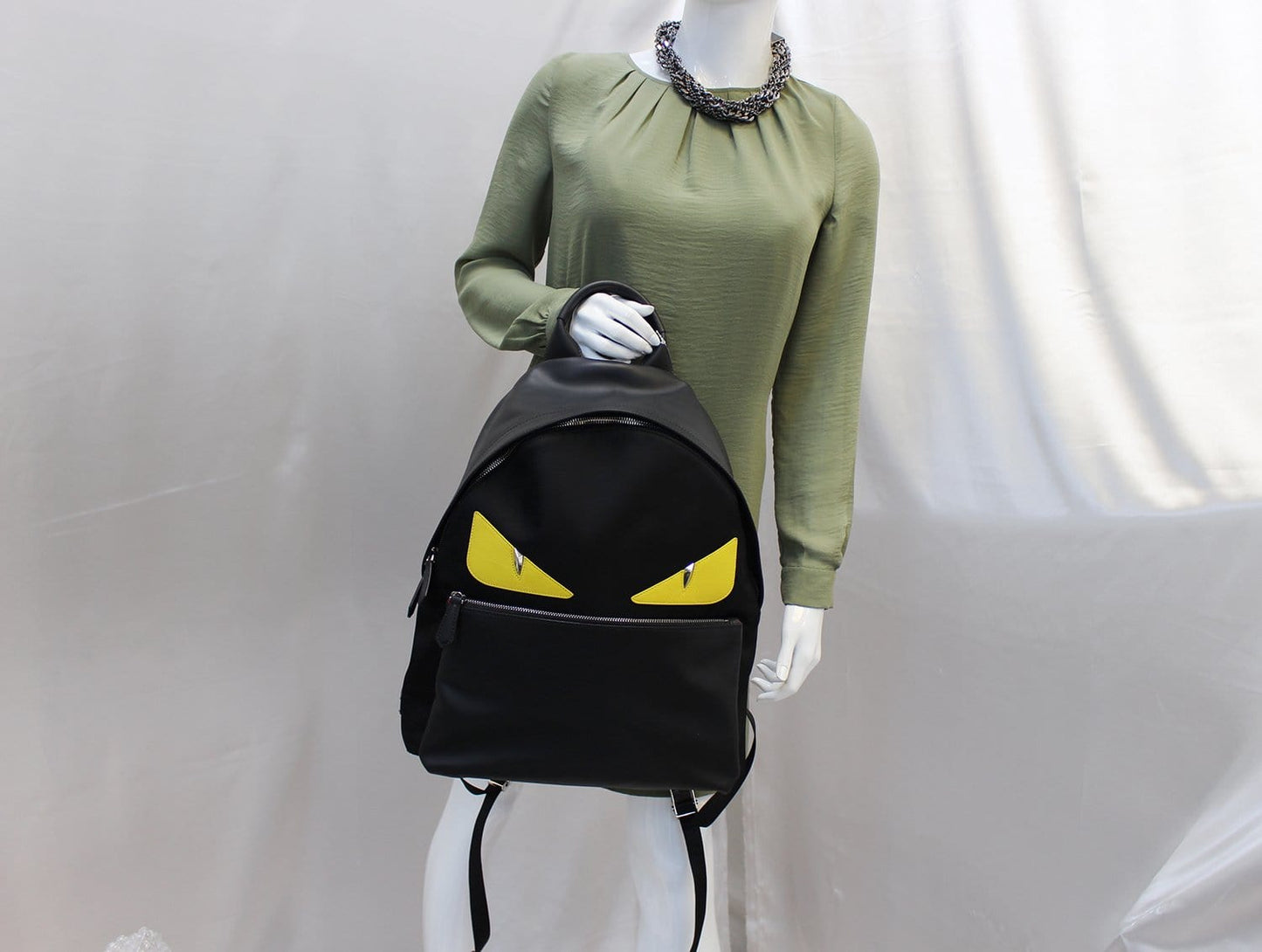 Fendi Monster Eyes Backpack Bag Black Large