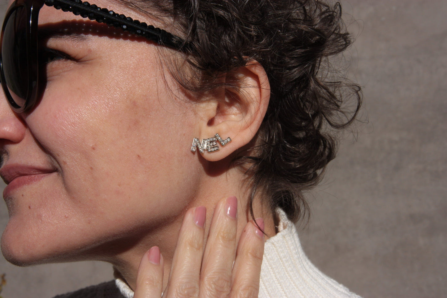 Chanel New 2021 Gold and Crystal Logo Stud Signature Earrings Jewelry